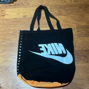 Backwards Nike logo canvas tote